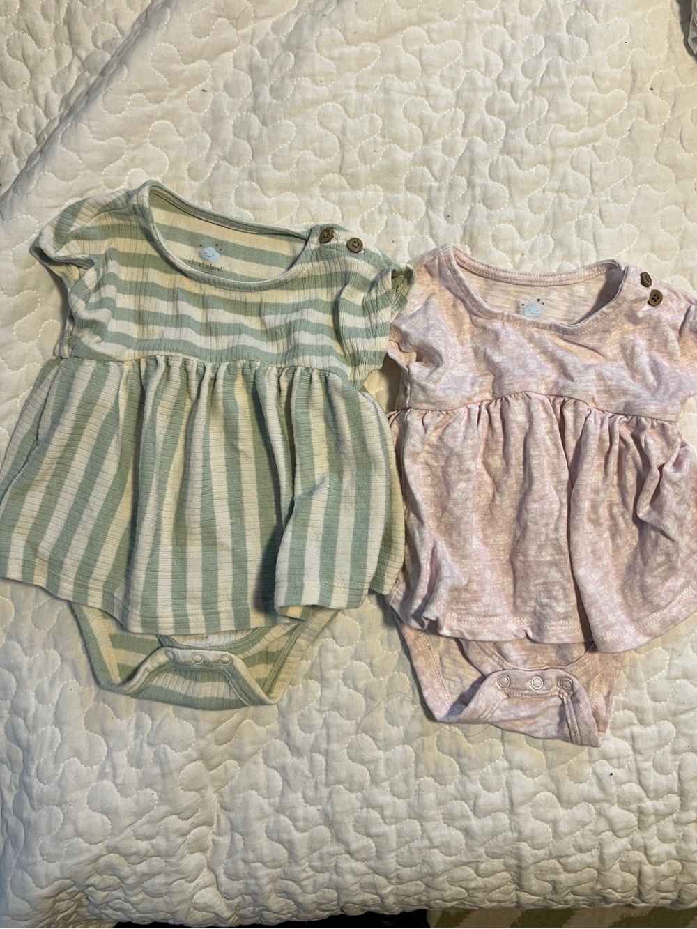 Cloud Island Baby Girl Romper Dress Bundle - Set of 2 Size 0-3 pink sage cream
